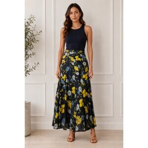 Ann Taylor Factory Blue Floral Skirt size 4